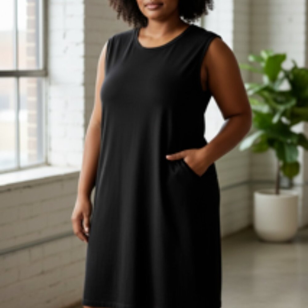 NEW Serra Knit Dress Women’s Size XL Black Sleeveless Tank Dress NWT